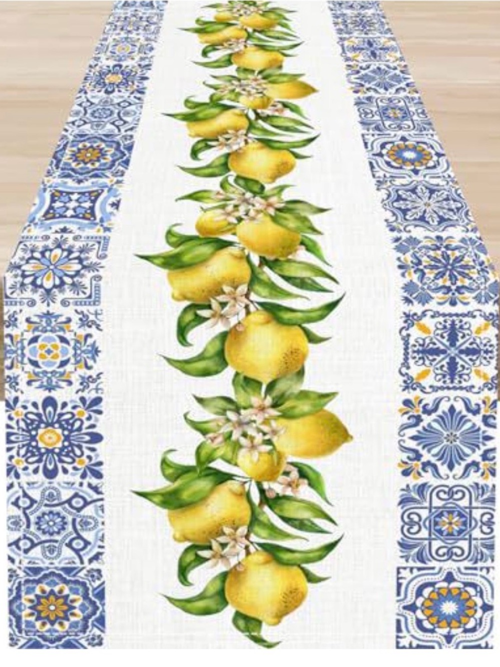 Lemon & Tile Border Table Runner - Home Dining